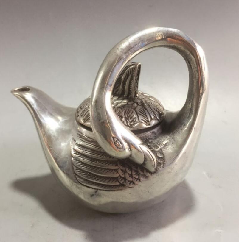 China White copper swan teapot crafts statue