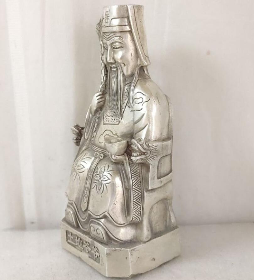 China White copper Land god crafts statue