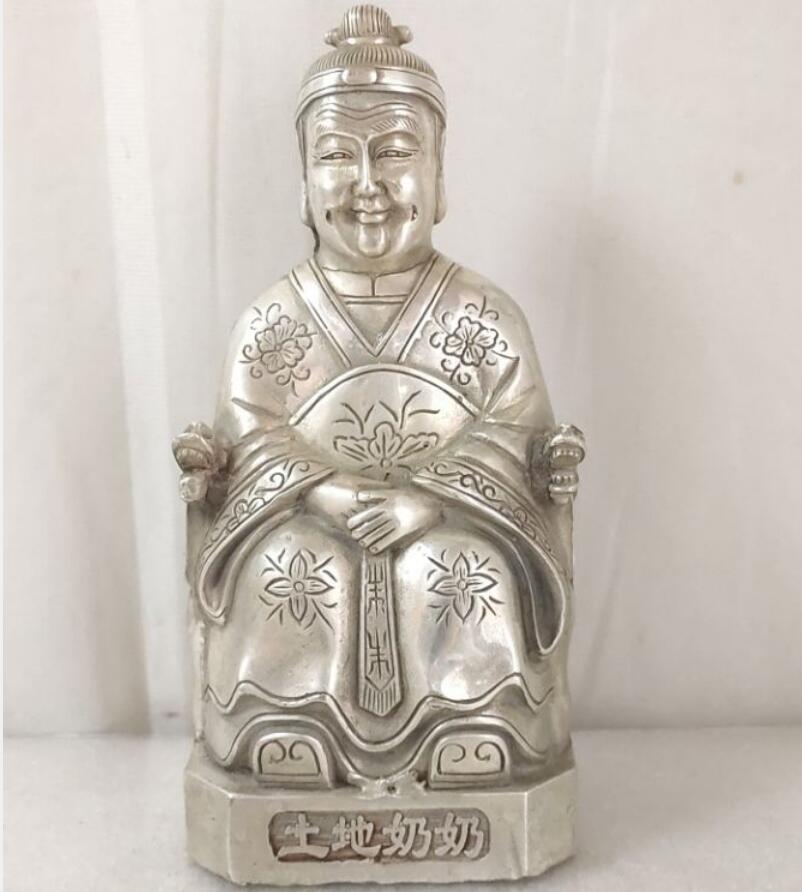 China White copper Land god crafts statue