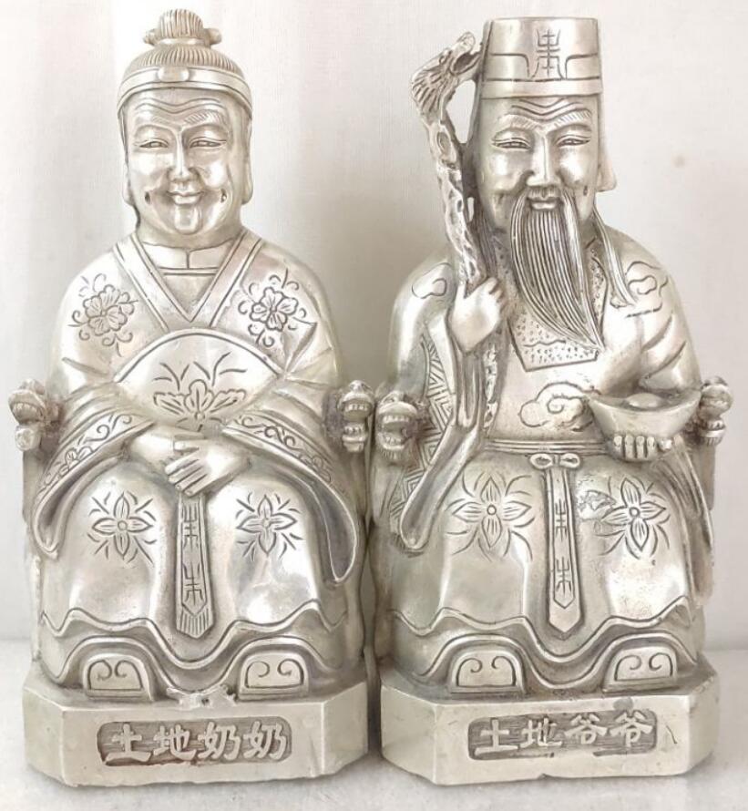 China White copper Land god crafts statue