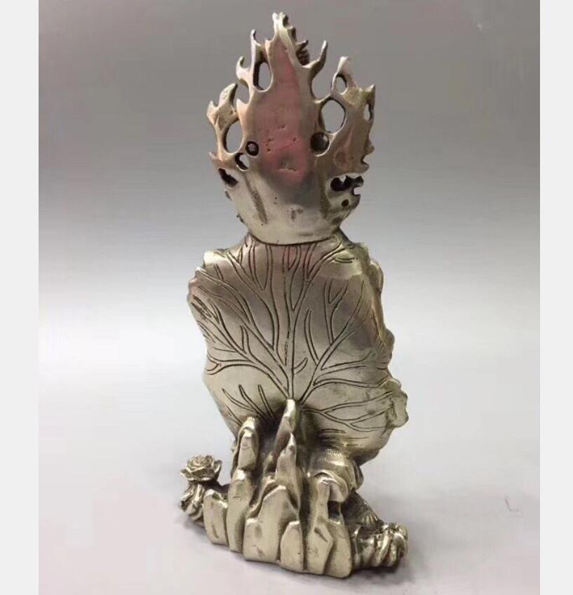 China White copper Lotus leaf Goddess of mercy Buddha crafts statue