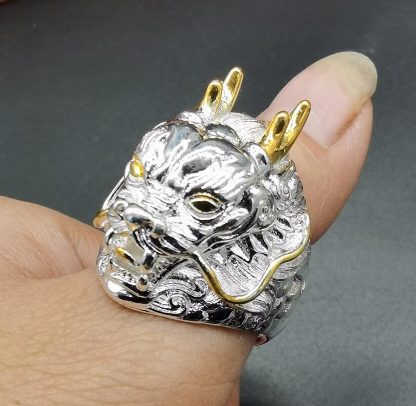 China White copper dragon head ring