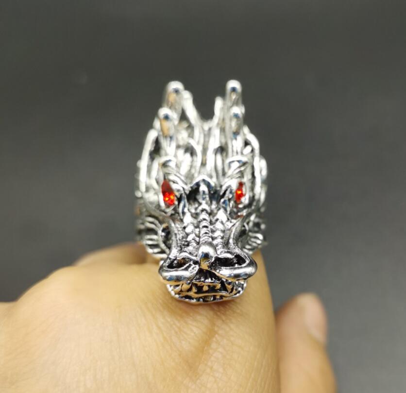 China White copper dragon head ring