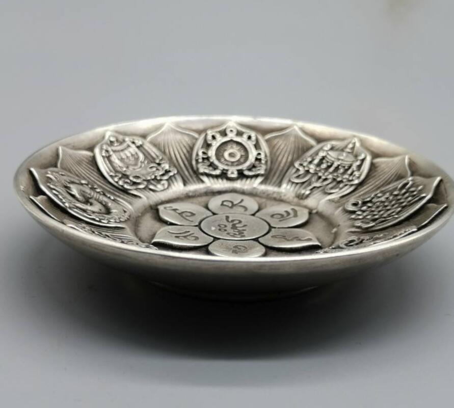 China White copper lotus Saucer crafts statue