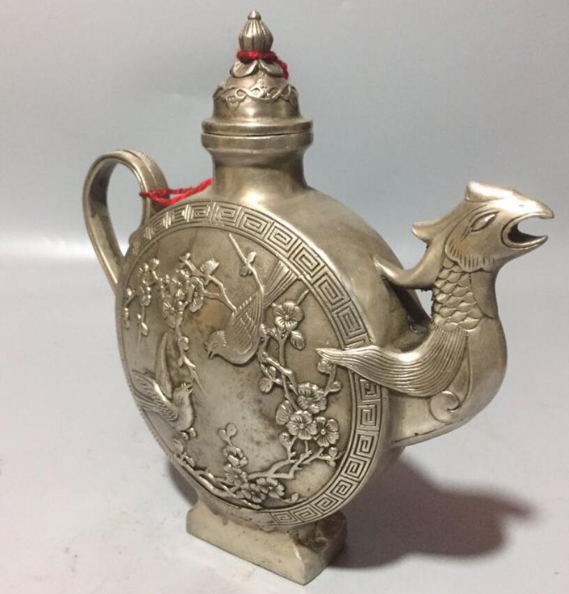 China White copper peacock teapot crafts statue