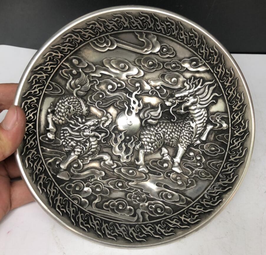 China White copper archaize plate crafts statue