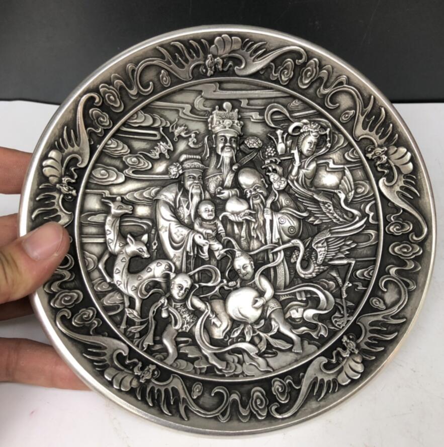 China White copper archaize plate crafts statue