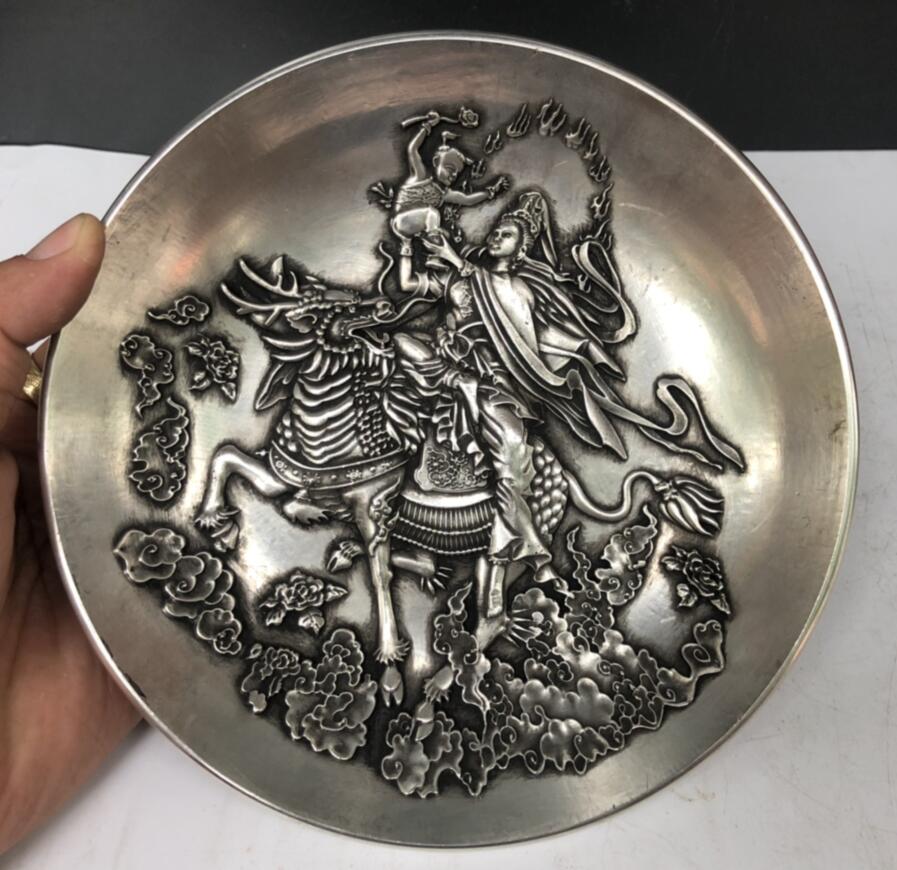 China White copper archaize plate crafts statue