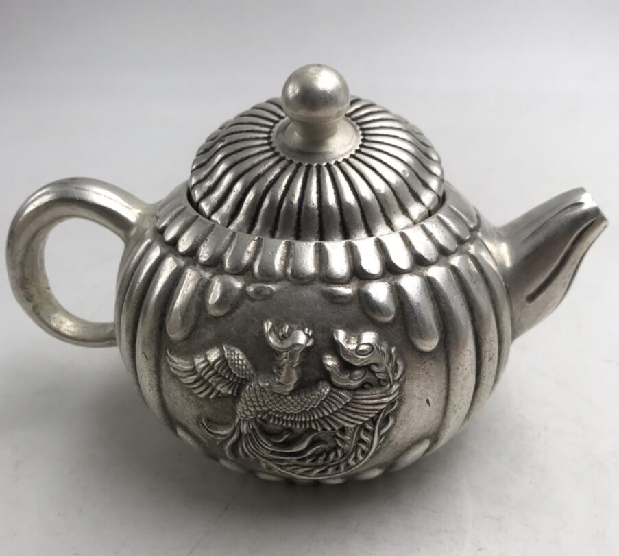 China White copper pumpkin teapot crafts statue