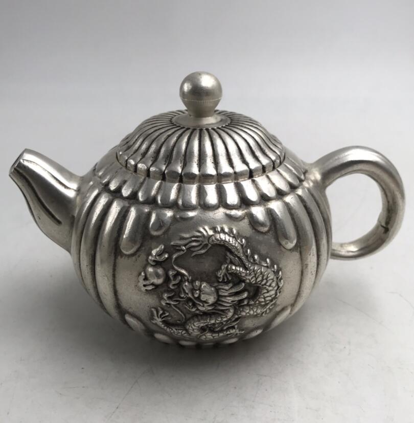 China White copper pumpkin teapot crafts statue