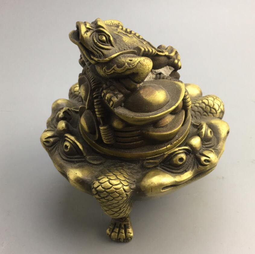 China copper gold toad Incense burner crafts statue