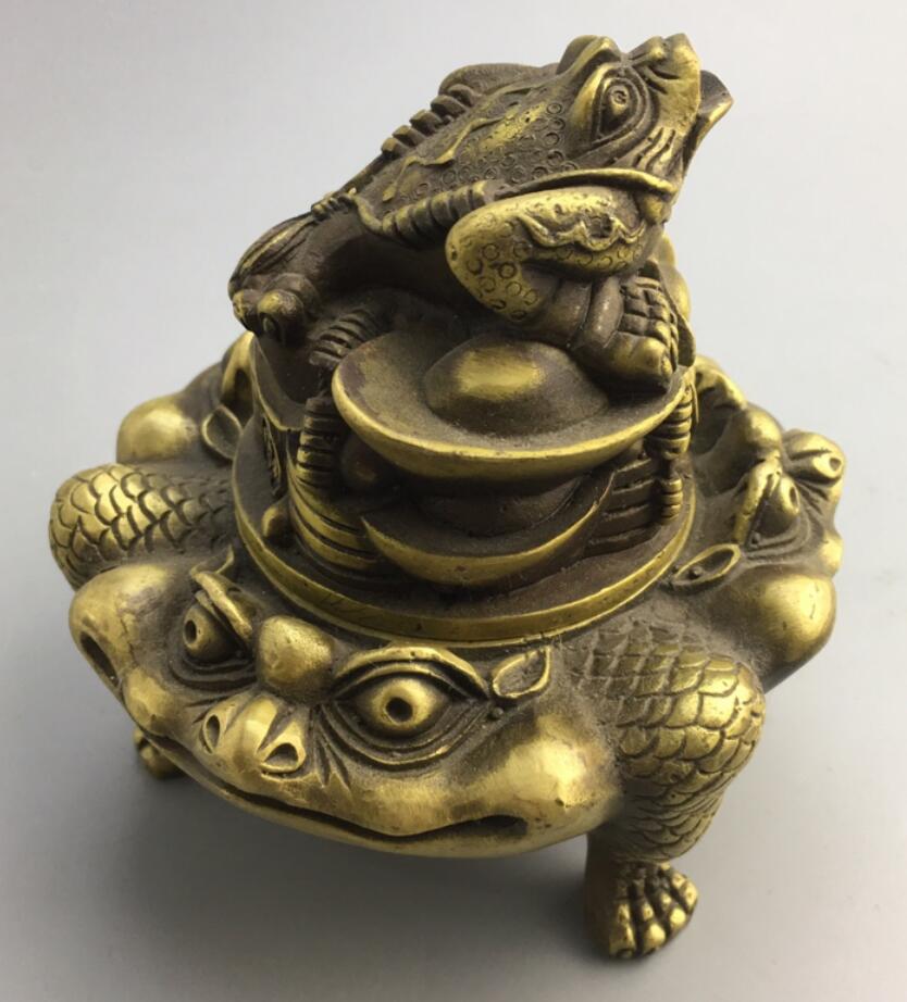 China copper gold toad Incense burner crafts statue