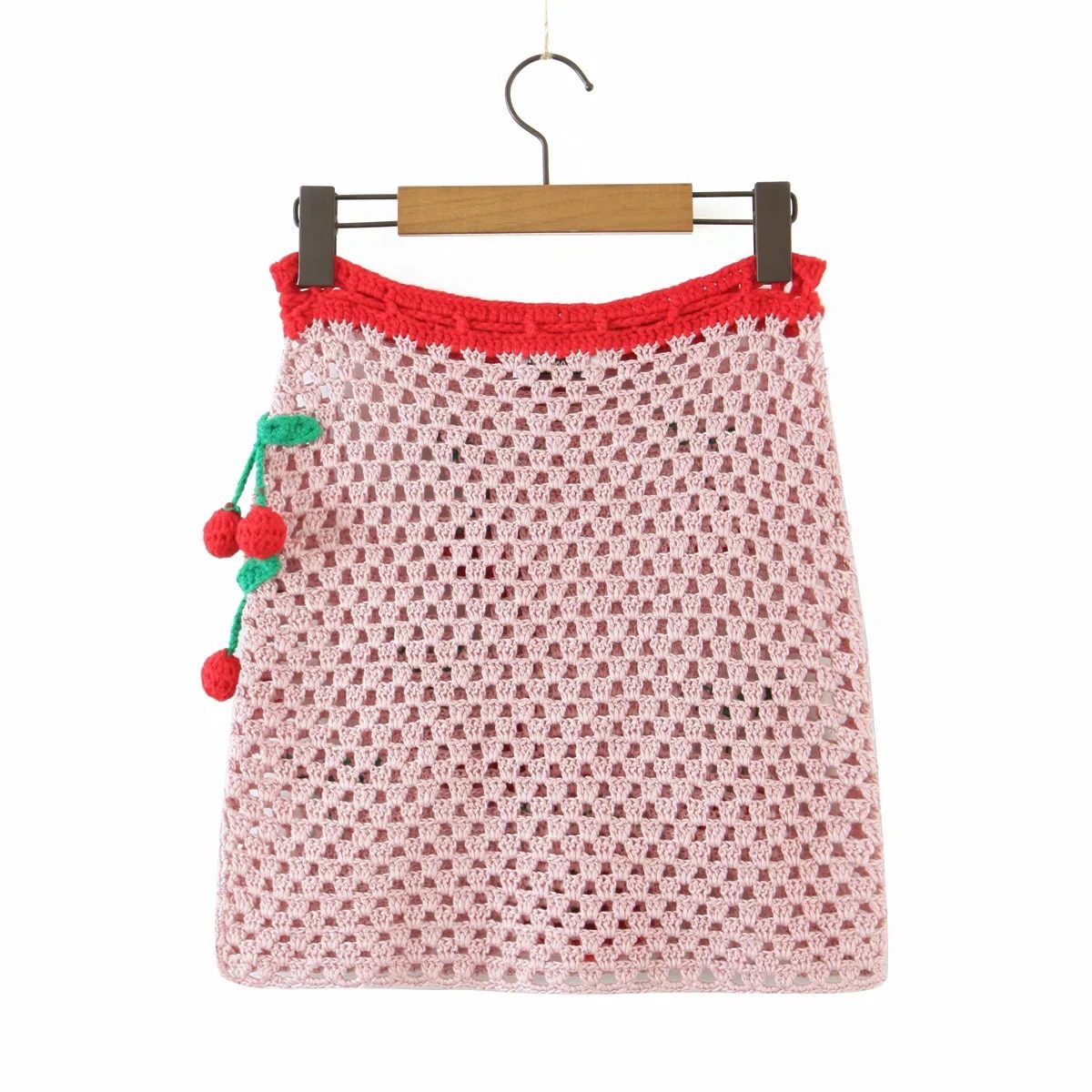 Women Crochet Cherry Hollow out BOHO Beach Crop Top Cropped Tank