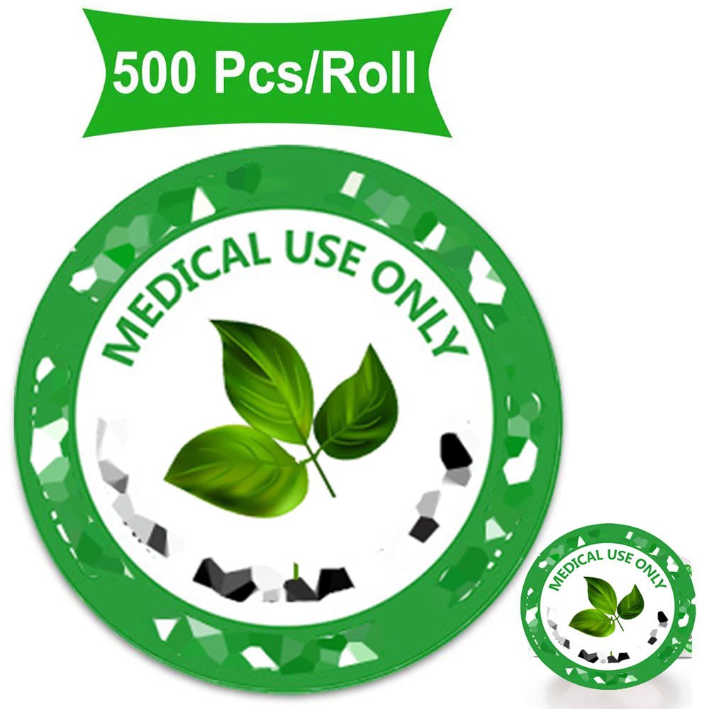 500 Rustic Style Warning Labels - Medical USE ONLY - 1.5 Inch Round Circles Adhesive Warning Stickers (Green)