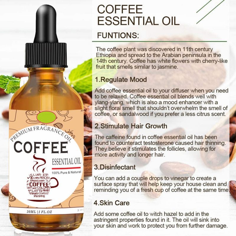 30ml Coffee Body Skin Nail Hair Essential Oil Massage Diffuser Humidifier Aromatherapy Anti-Aging Stress Relief Beauty Health