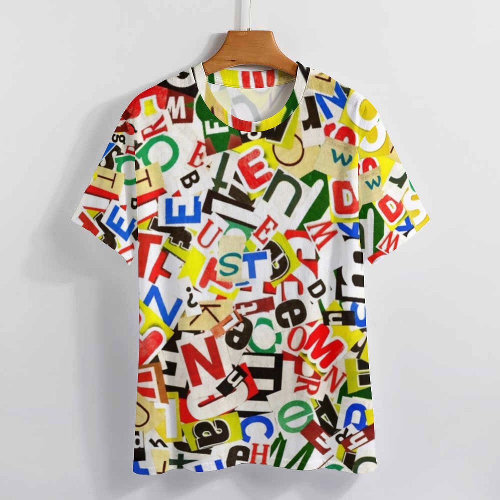 Abstract Letters T Shirt Colorful Alphabet Essential T-Shirts O Neck Popular Tshirt Summer Mens Printed Clothes Plus Size