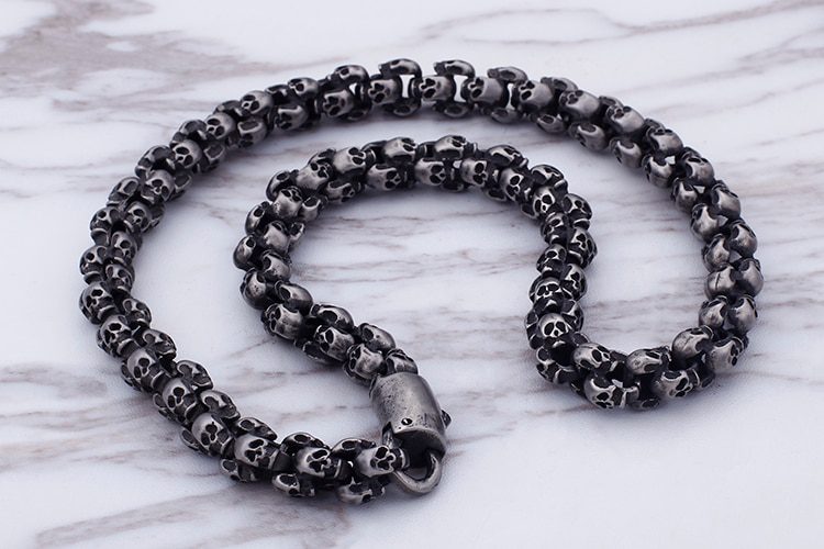 Skull Link Chain Necklace Choker Skeleton Bracelet 50 70CM Long