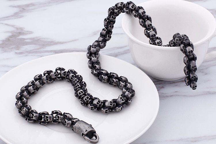 Skull Link Chain Necklace Choker Skeleton Bracelet 50 70CM Long