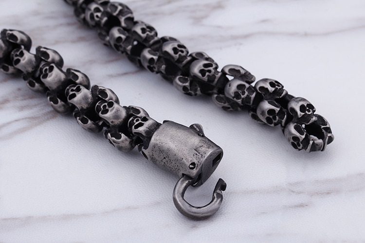 Skull Link Chain Necklace Choker Skeleton Bracelet 50 70CM Long