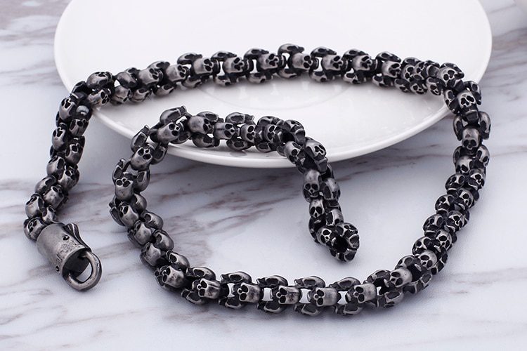 Skull Link Chain Necklace Choker Skeleton Bracelet 50 70CM Long