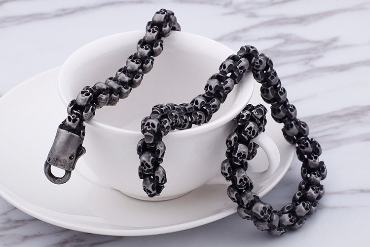 Skull Link Chain Necklace Choker Skeleton Bracelet 50 70CM Long