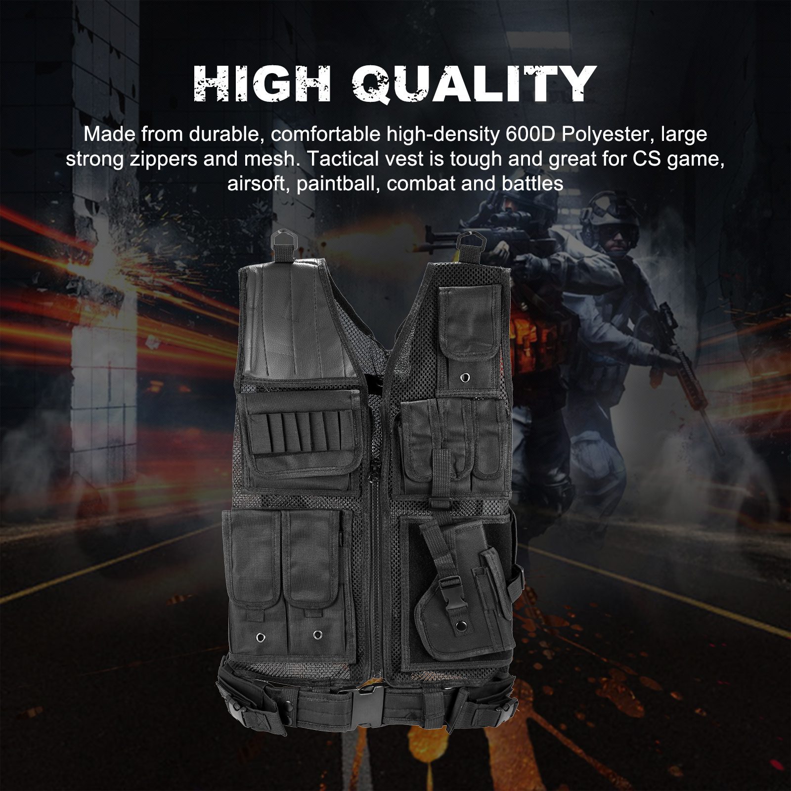 Tactical Vest Military Combat Armor Vests Mens Tactical Hunting Vest Army Adjustable Armor Outdoor CS Training Vest Airsoft