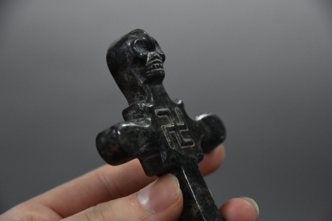 Tibet Hongshan Culture Natural Meteorite Cross Carving Mascot Collection Pendant Accessories Necklace Decoration Statue