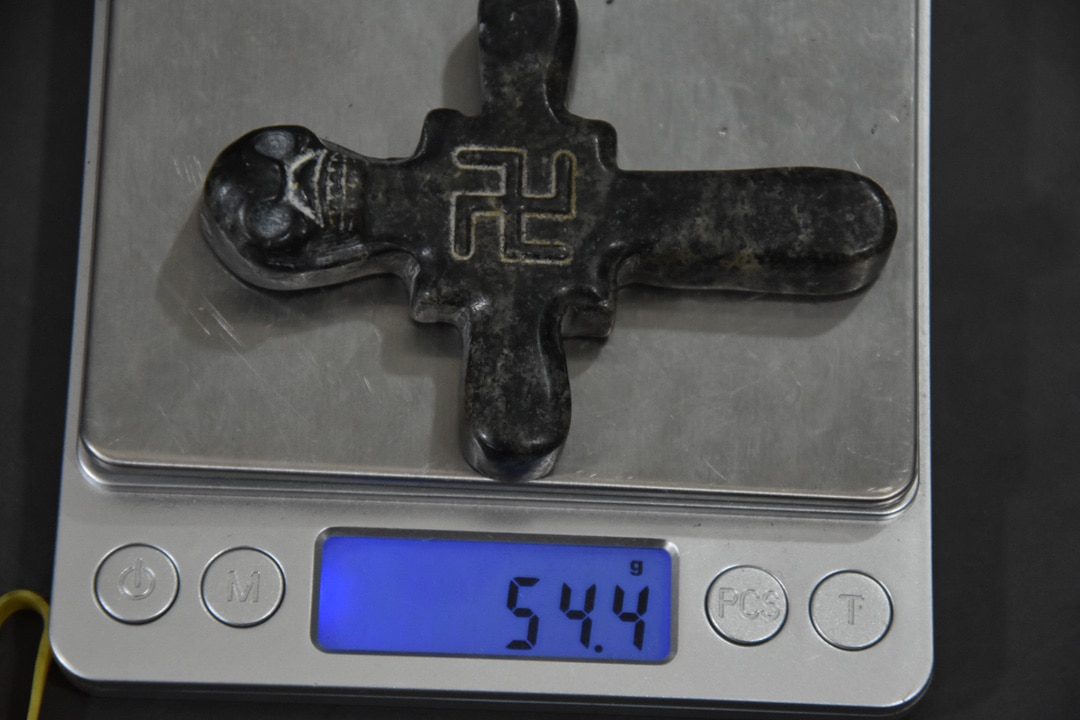 Tibet Hongshan Culture Natural Meteorite Cross Carving Mascot Collection Pendant Accessories Necklace Decoration Statue