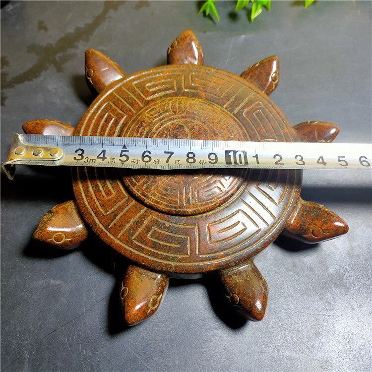 Tibet Hongshan Culture Natural Meteorite Nine-Head Turtle Inkstone Four Treasures of The Study Collection Decoration Desk Mascot