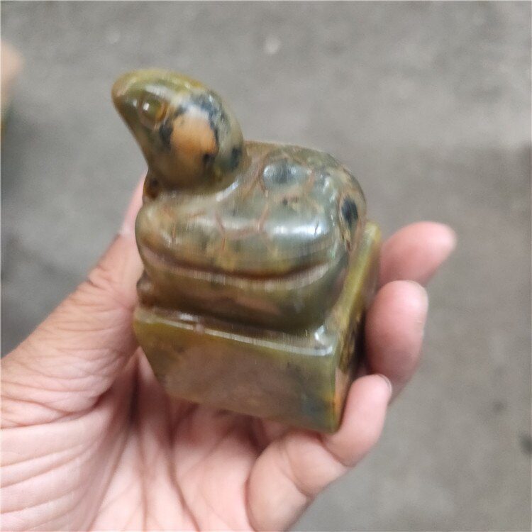 Tibet Hongshan Culture Natural Jade Articles Meteorite Black Iron Longevity Turtle Seal Statuette Mascot Collection Decoration