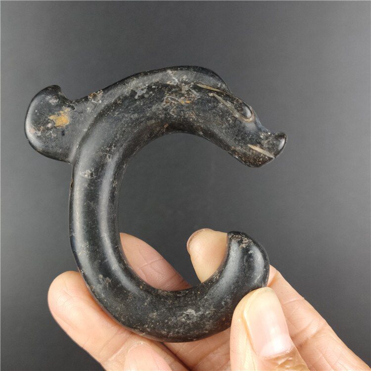 Tibet Hongshan Culture Antique Natural Meteorite Jade Pig Dragon Carving Mascot Collection Jewelry Decoration Gift Figurines