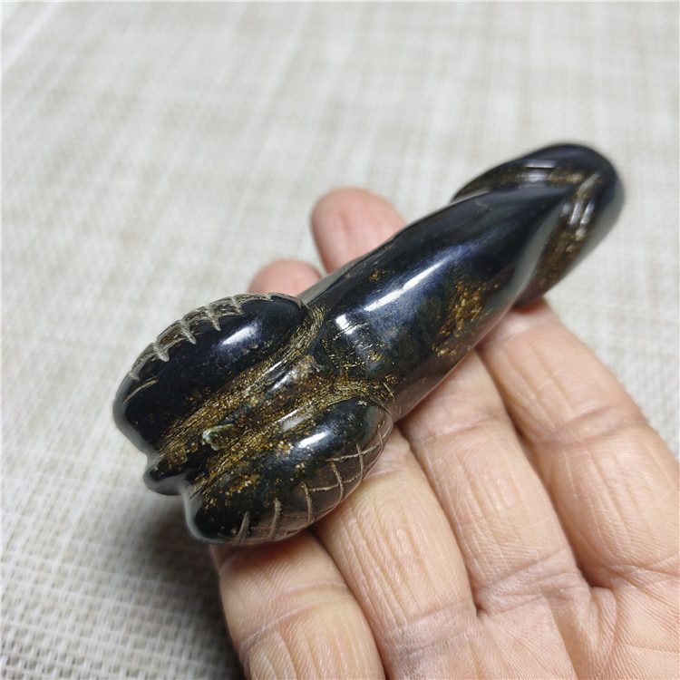 Collection Elaborate Interesting Chinese Hongshan Culture Hand-Carved Black Meteorite Juyang God Ornament - Genital Statue