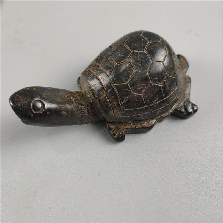 Antique Tibet Hongshan Culture Natural Jade Articles Meteorite Black Iron Turtle Tortoise Statuette Mascot Collection Decoration