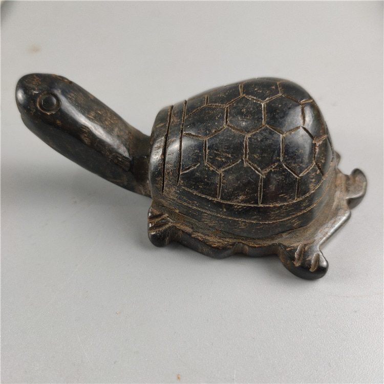 Antique Tibet Hongshan Culture Natural Jade Articles Meteorite Black Iron Turtle Tortoise Statuette Mascot Collection Decoration