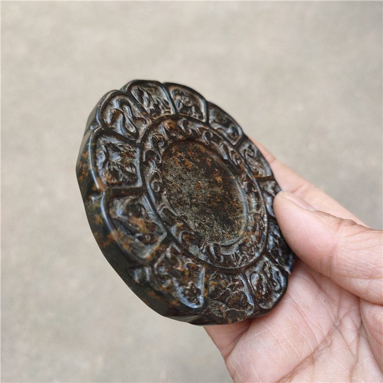 Tibet Hongshan Culture Natural Meteorite Statue Zodiac Sign Tai Chi Gossip Inkstone Collection Decoration Pendant Desk Mascot