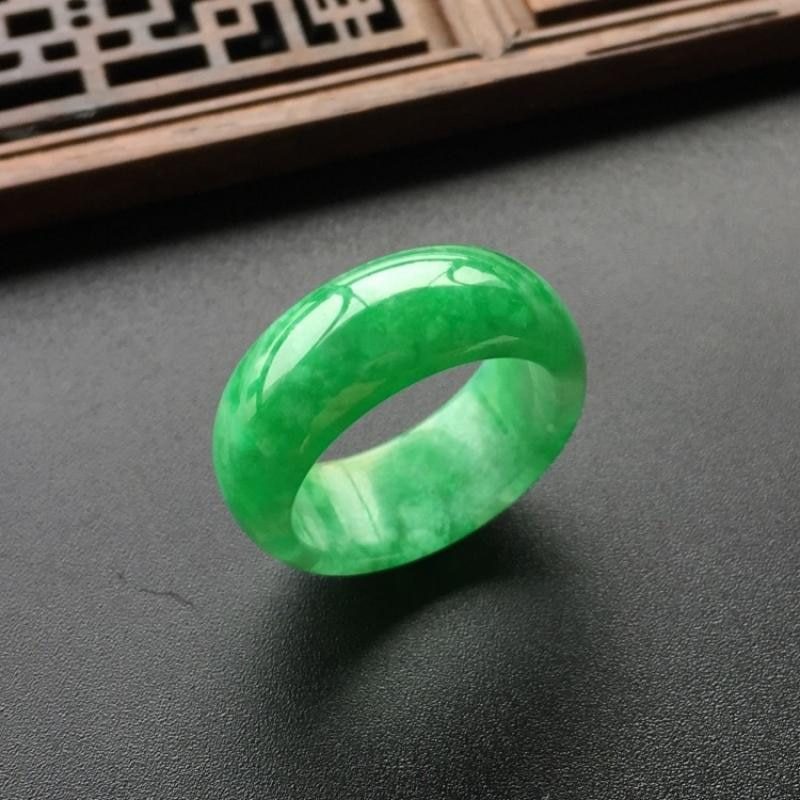 Real Natural White&green Emerald Ring Men/women Fashion Jade Stone Gems Jewelry