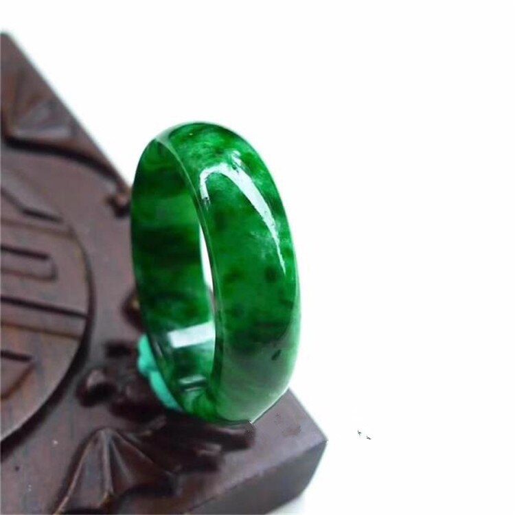 Real Natural White&green Emerald Ring Men/women Fashion Jade Stone Gems Jewelry