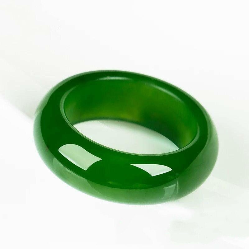 Green Jade Ring Jewelry Natural Amulet Carved Jadeite Crafts Gifts Hetian Bracelet