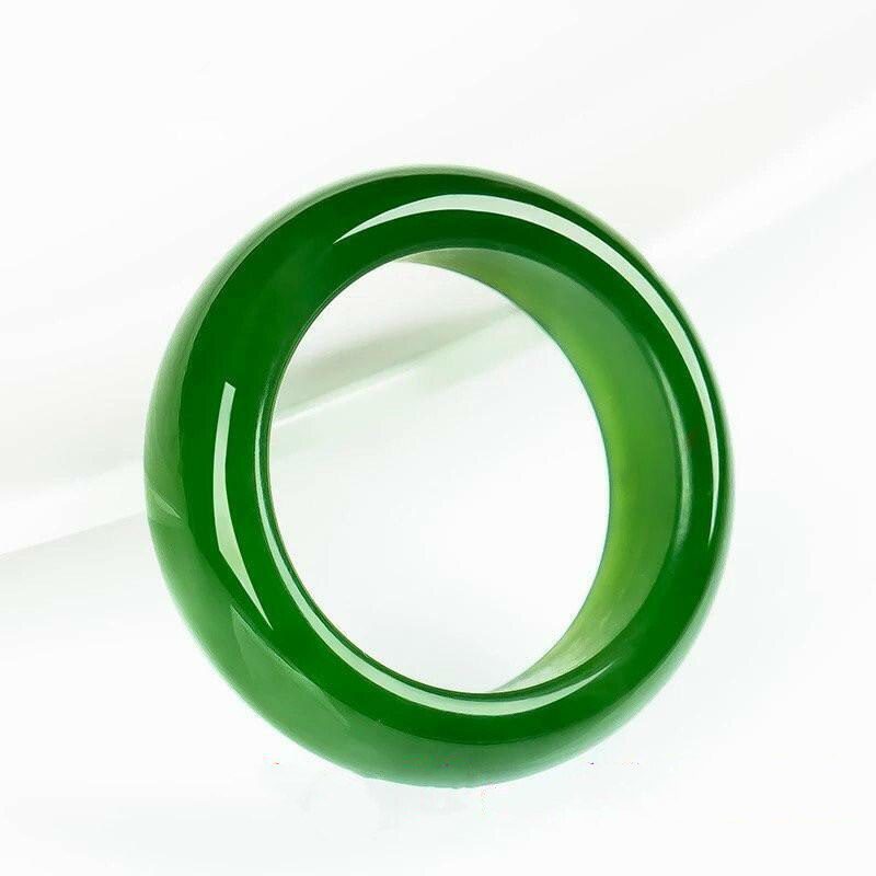 Green Jade Ring Jewelry Natural Amulet Carved Jadeite Crafts Gifts Hetian Bracelet