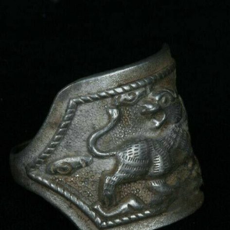 2Cm Old Chinese Miao Silver Dynasty Palace God Beast White Tiger Ring Rings Statues for Decoration Collection Figurines