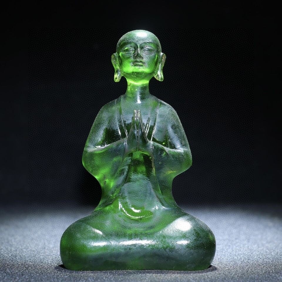 Chinese Old Beijing Glaze Antique Carved Buddha Statue Collection Decorative Art