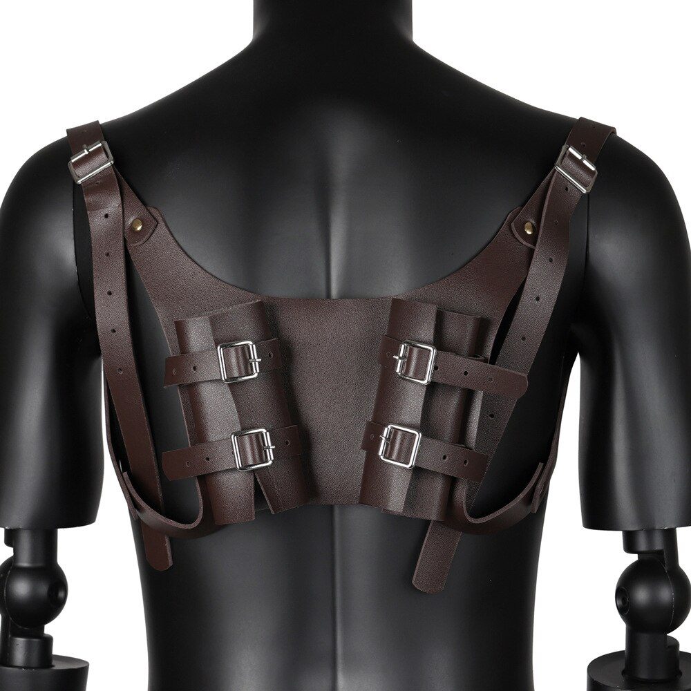 Medieval Samurai Double Katana Scabbard Leather Sword Holder Sheath Bag Men Warrior Cosplay Costume Back Sleeve Cover For Rapier