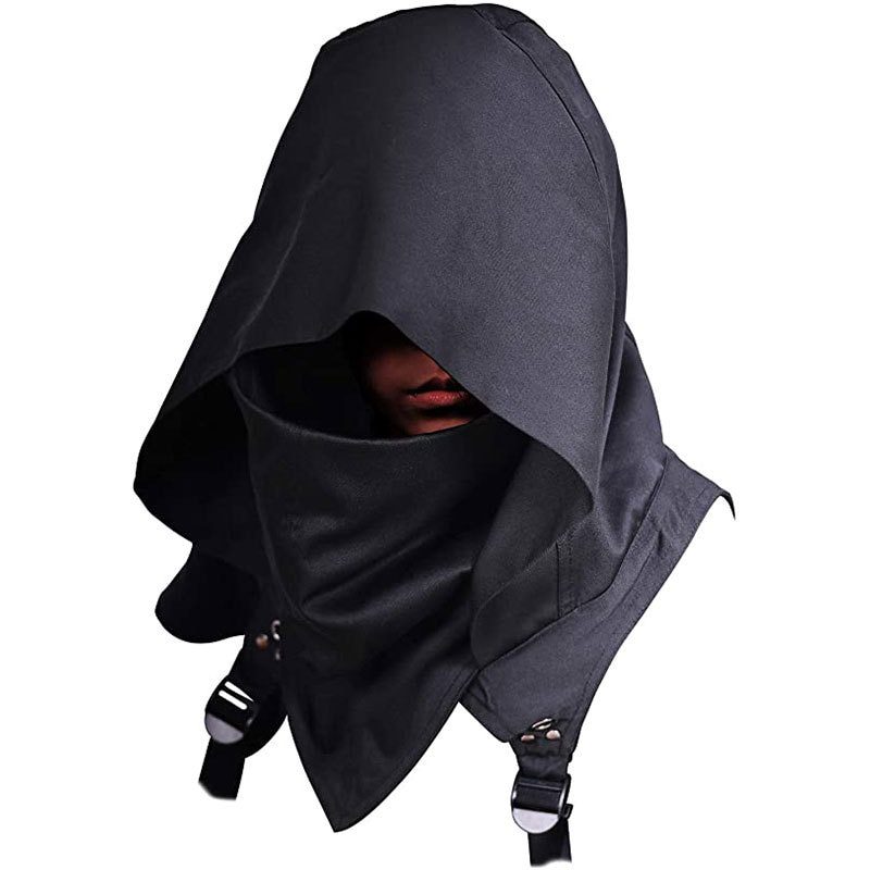 Men Cosplay Medieval Vintage Pirate Mask Hat Hooded Cloak Black Gothic Accessories Prop Halloween Party Costume