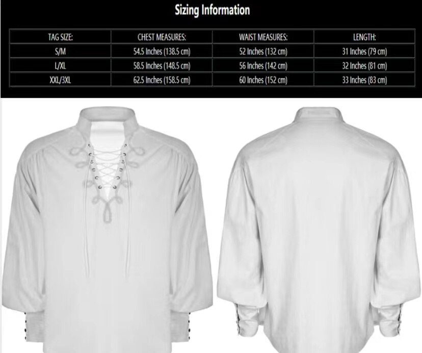 Pirate Shirts Men Medieval Vintage Knight Viking Long Sleeve Lace Up Tops Retro Party Halloween Performance Masquerade Clothes