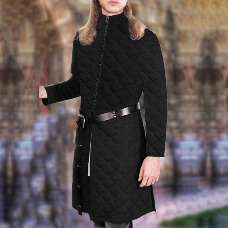 Men Medieval Viking Pirate Knight Coat Winter Male  Long Jacket Halloween Party Carnival Cosplay Costume