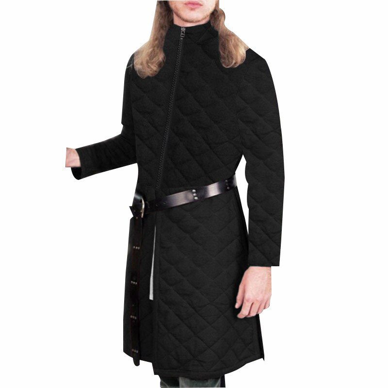 Men Medieval Viking Pirate Knight Coat Winter Male  Long Jacket Halloween Party Carnival Cosplay Costume