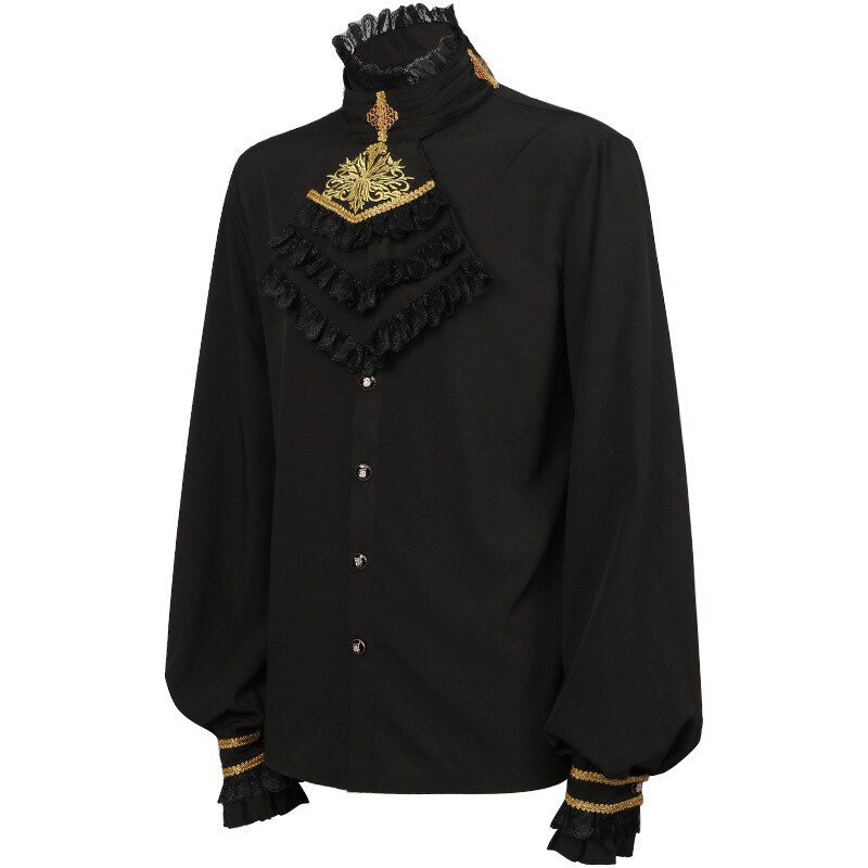 Mens Medieval Shirts Ruffle Steampunk Gothic Shirt Men Halloween Costume Cosplay Renaissance Victorian Tops