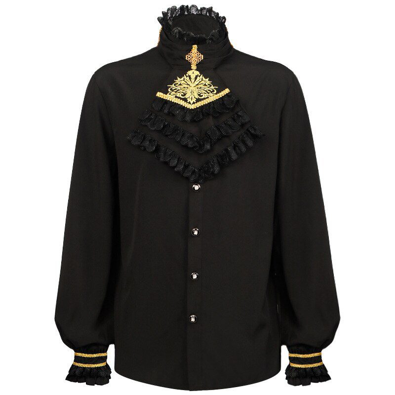 Mens Medieval Shirts Ruffle Steampunk Gothic Shirt Men Halloween Costume Cosplay Renaissance Victorian Tops