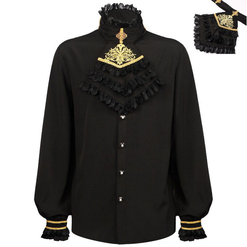 Mens Medieval Shirts Ruffle Steampunk Gothic Shirt Men Halloween Costume Cosplay Renaissance Victorian Tops