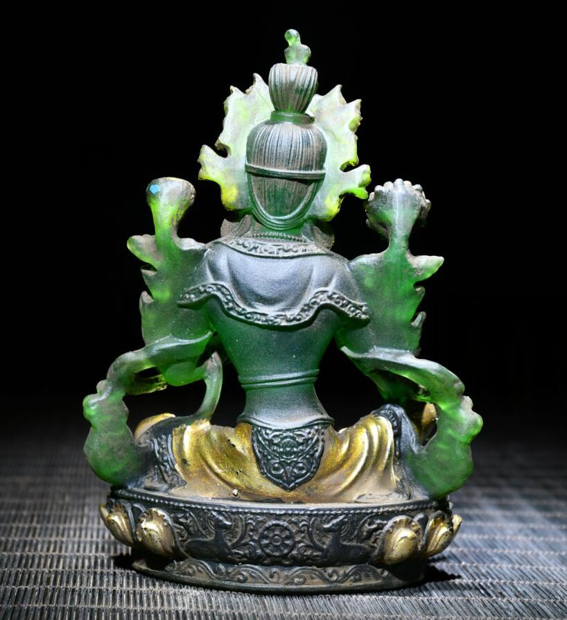 Archaize Coloured glaze Green tara Buddha crafts statue